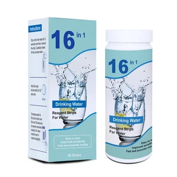 Наборы для тестирования питьевой воды 16 в 1 Высокочувствительные тест-полоски для определения pH, жесткости, хлора, железа, нитрата меди