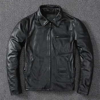 Новинка зимы 2023 года, мужская куртка из натуральной кожи, одежда из искусственной кожи в винтажном стиле, мотоциклетные байкерские куртки, пальто для мужчин