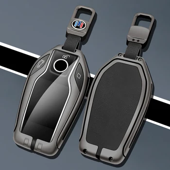 Металлический Кожаный Автомобильный Светодиодный Дисплей Чехол Для Ключей BMW 5 7 Серии X3 X4 X5 X7 G30 G05 G07 G02 G11 G12 G32 G31 i8 I11 I15 Shell Fob