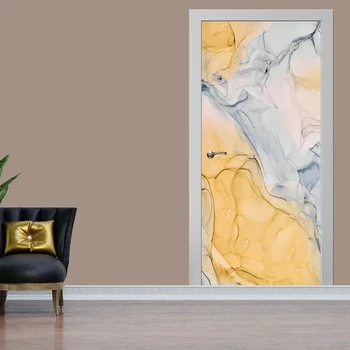 3D-наклейки на двери с мраморной отделкой из диатомовой глины, Наклейка на обои для спальни, Съемный водонепроницаемый самоклеящийся плакат, настенная роспись