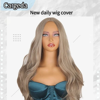 Светло-льняные кудрявые волосы со средним пробором Sexy Goddess Long Daily В стиле натуральной кожи головы, Серый парик в европейском и американском стиле для женщин