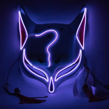 Маска Лисы Светодиодная светящаяся маска Флуоресцентная маска cos Cyberpunk Fox