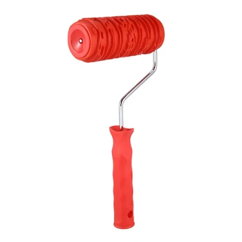 6-дюймовый Малярный валик с ручкой, инструмент для накатки с рисунком из каучукового дерева для украшения стен, красный