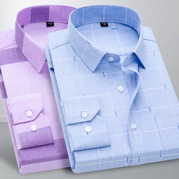 Новые мужские рубашки в клетку с длинными рукавами, Корейские весенние и осенние дизайнерские рубашки, модная одежда, мужские деловые повседневные рубашки