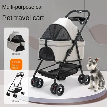 Тележка для домашних животных, прогулочная коляска для собак, кошек, плюшевых мишек, маленькая тележка для домашних животных, легкая и складная для путешествий на свежем воздухе