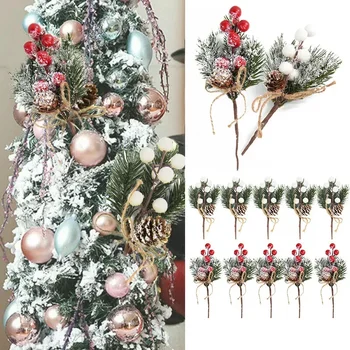 5шт Рождественских подвесок и подвесных украшений, Ветка сосновой шишки, Подарок, рождественские украшения для дома
