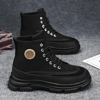 Осень 2023, новые черные ботинки Martin, мужские мотоциклетные кожаные ботинки в британском стиле, мужская обувь с высоким берцем в стиле ретро.