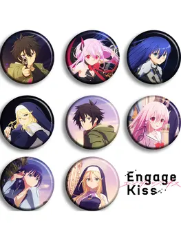 Значки Engage Kiss 58 мм, значки металлических кнопок