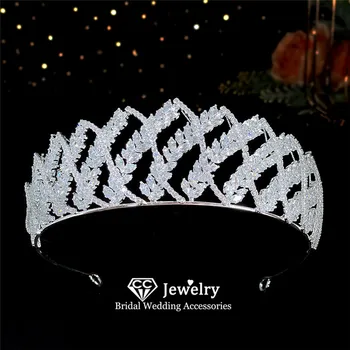 CC Свадебная корона Женские Аксессуары для волос Свадебные украшения Головной убор для помолвки Диадемы и короны в форме листьев из сияющего хрусталя YQ255