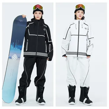 2023 Новый Роскошный Лыжный костюм Для мужчин и женщин, модный Теплый сноубордический костюм, Водонепроницаемый ветрозащитный Зимний лыжный костюм для активного отдыха, Набор для горных лыж