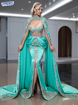 Вечерние платья с бирюзовой русалочкой из Дубая, расшитое бисером и кристаллами Платье для невесты, классическое свадебное платье в пол, Vestido De Novia