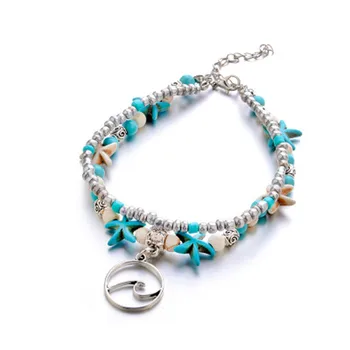 Fashion Adjustable Ankle Bracelet Women Boho Turquoise Beads Sea Turtle Anklet Beach Sandal Ankle Bracelet браслет на ногу