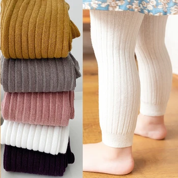Эластичные колготки для девочек, весенне-осенние Новые штаны в полоску, детские однотонные брюки для отдыха на улице