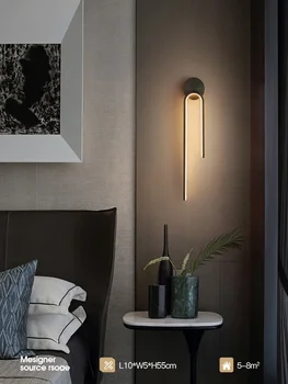 Минималистичный настенный светильник, прикроватная лампа для спальни, Современный минималистичный скандинавский медный светильник, Роскошная гостиная, Проход, коридор, Гостиничная стена