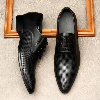 Мужские модельные туфли в итальянском стиле, мужские оксфорды из натуральной кожи, черные коричневые официальные офисные туфли, мужские свадебные туфли для вечеринок