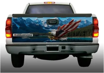 Виниловая графическая наклейка на крышку багажника с изображением американского флага в виде орла в скалистых горах