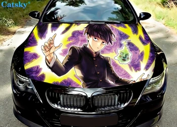 Наклейка на капот автомобиля Anime Mob Psycho 100, полноцветная виниловая наклейка, Защитная наклейка для автомобиля Boby, автомобильные аксессуары