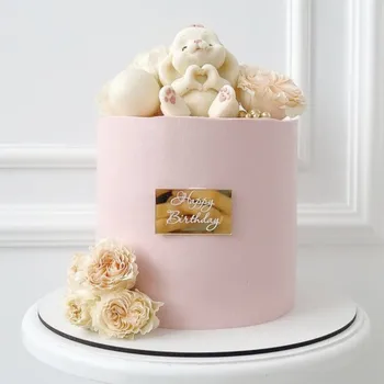Прямоугольная сторона Золотой Топпер для торта с Днем рождения, Топперы для кексов для детских вечеринок, инструменты для украшения
