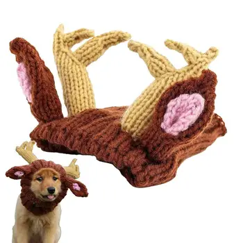 Рождественская шляпа для домашних животных, костюм с Оленьими рогами, костюм Оленя, помогает выглядеть как Рождественский костюм для домашних животных, Головные уборы и аксессуары для
